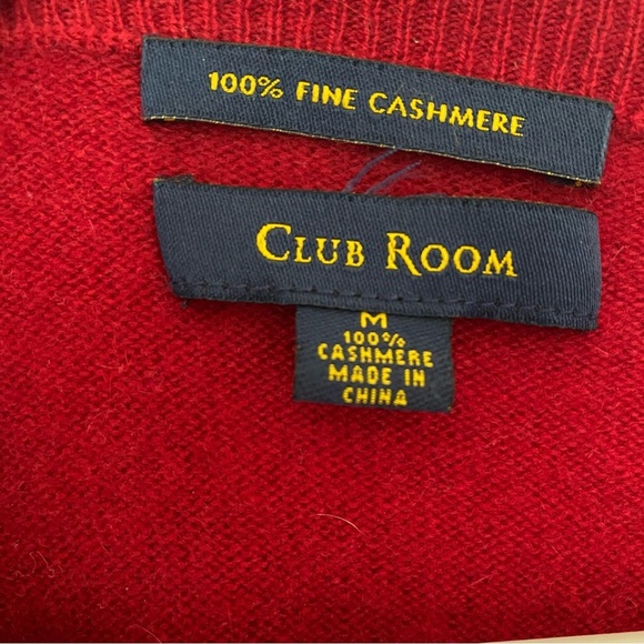 Men’s Club Room 100% Fine Cashmere V Neck Sweater Red size M - Picture 6 of 7